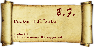 Becker Füzike névjegykártya